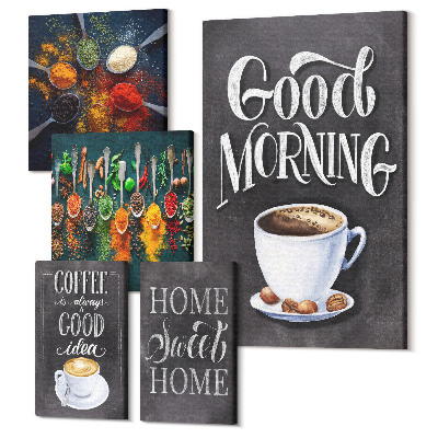 Tablou din 5 piese Inspirații de cafea pentru iubitorii de băuturi aromate