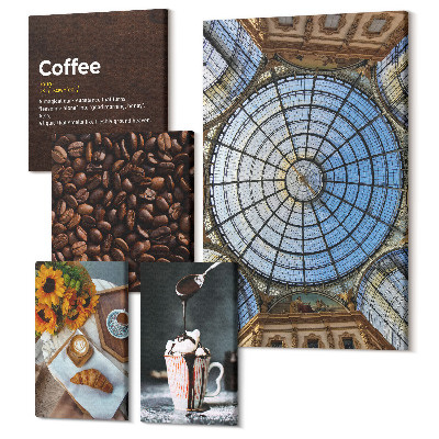 Tablouri canvas set 5 piese Cafea si dulciuri in stil rustic si modern