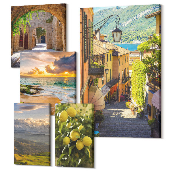 Tablou din 5 piese Străzi fermecătoare și peisaje naturale pitorești