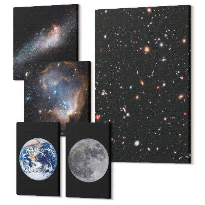 Tablouri canvas set 5 piese Peisaje cosmice ale galaxiei și ale sistemului solar