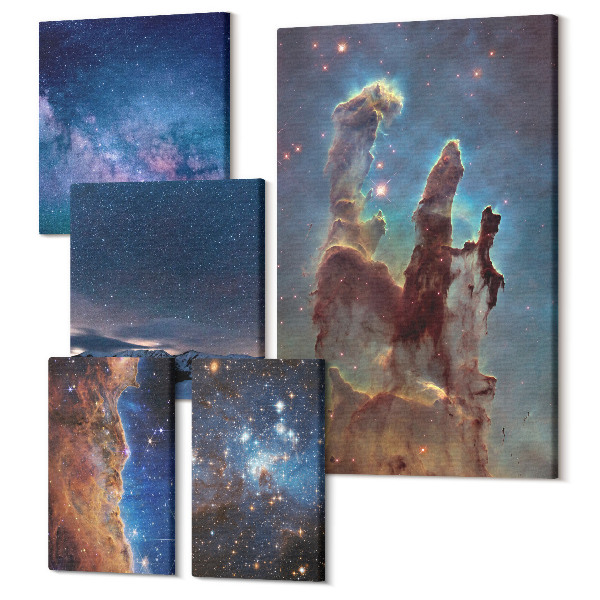 Tablou din 5 piese Peisaje cosmice de galaxii și nebuloase pe cerul nopții