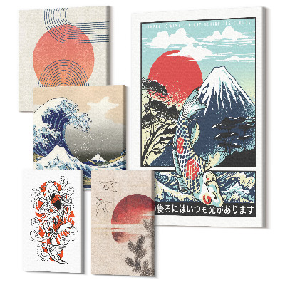 Tablou din 5 piese Motive de val de artă japoneză și modele tradiționale