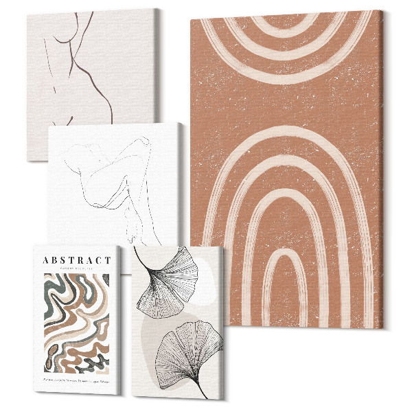 Set tablouri 5 piese Compoziții abstracte elegante cu motive figurative