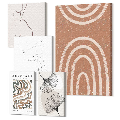 Set tablouri 5 piese Compoziții abstracte elegante cu motive figurative