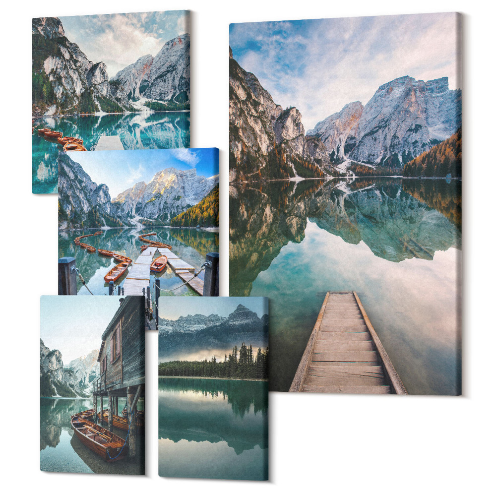 Tablou din 5 piese Lacuri de munte și vederi pitorești ale naturii