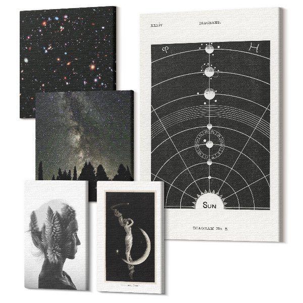 Set tablouri 5 piese Inspirațiile cosmice ale galaxiei și secretele universului