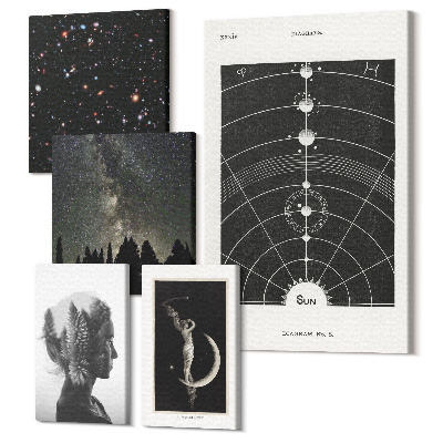Set tablouri 5 piese Inspirațiile cosmice ale galaxiei și secretele universului