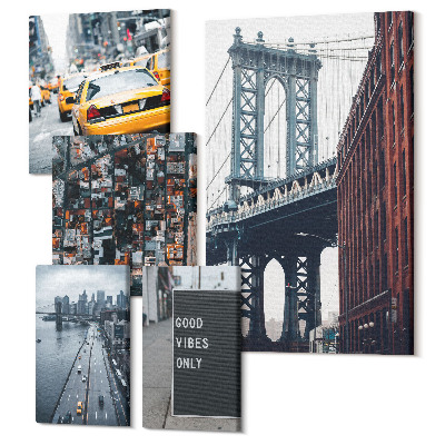Tablouri canvas set 5 piese Vederi fermecătoare ale orașului din viața orașului New York