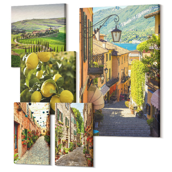 Tablou din 5 piese Străzile fermecătoare și peisajele pitorești ale Italiei