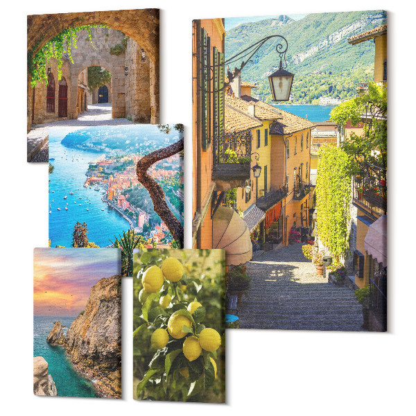 Set tablouri 5 piese Vederi fermecătoare ale orașelor și peisajelor de pe litoral
