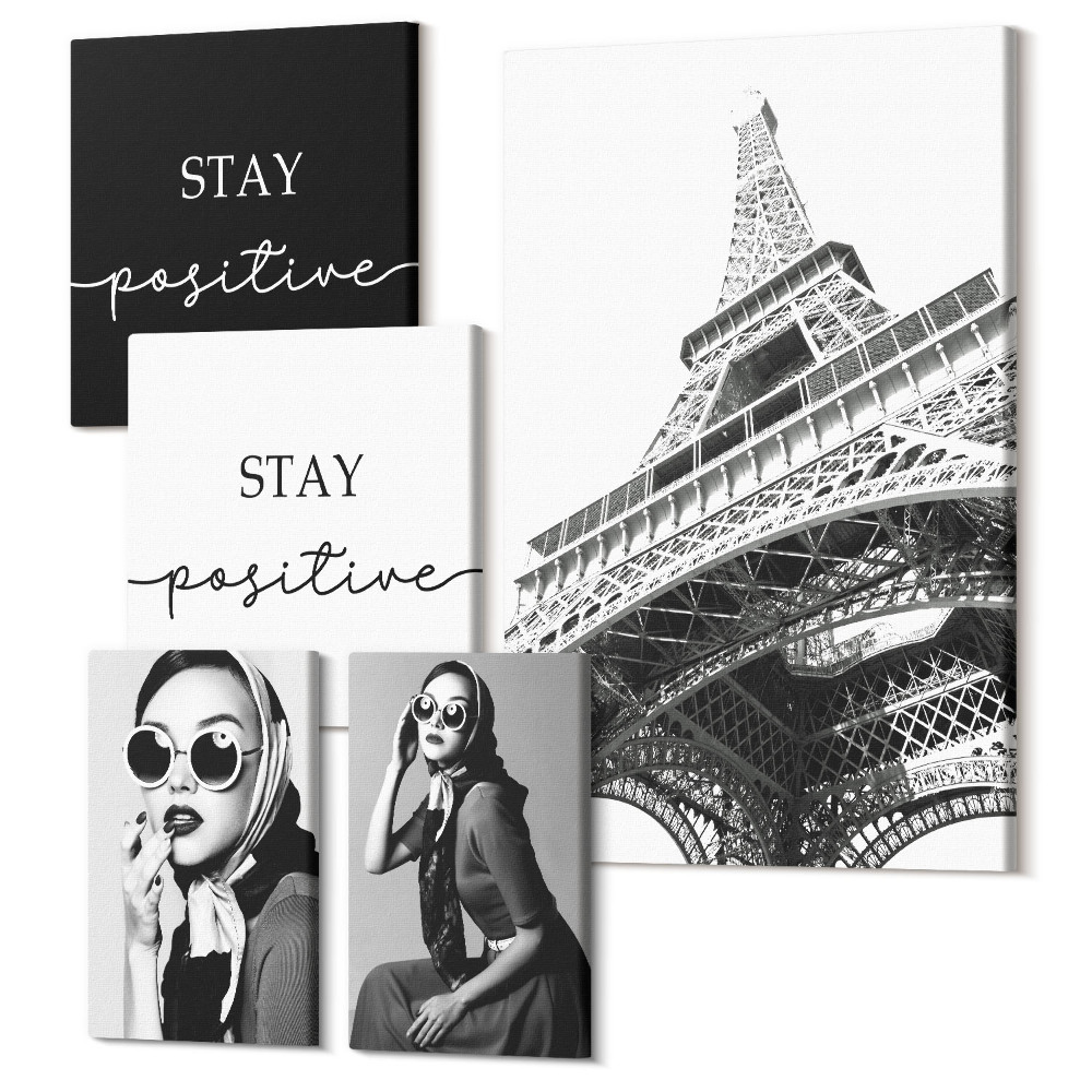 Tablouri canvas set 5 piese Grafică elegantă, cu accente de modă și pariziene