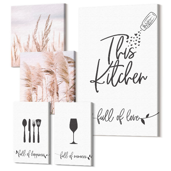 Tablouri canvas set 5 piese Inspirații de bucătărie boho cu dragoste pentru gătit