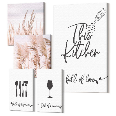 Tablouri canvas set 5 piese Inspirații de bucătărie boho cu dragoste pentru gătit