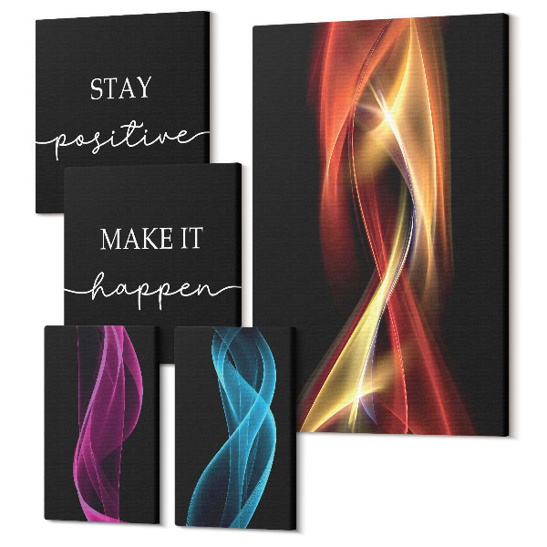 Tablouri canvas set 5 piese Citate inspirate și modele abstracte de lumină