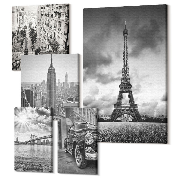 Tablou din 5 piese Peisaje urbane cu icoane arhitecturale mondiale
