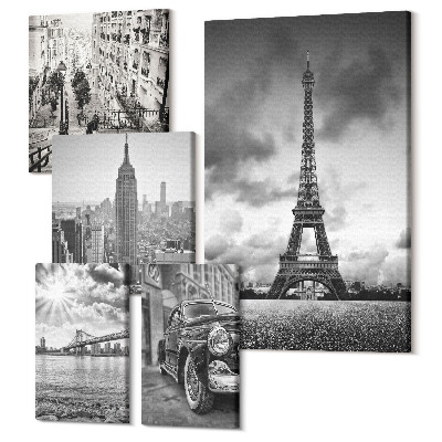 Tablou din 5 piese Peisaje urbane cu icoane arhitecturale mondiale