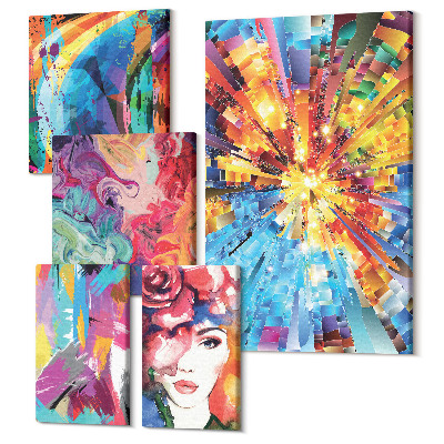 Tablouri canvas set 5 piese Compoziții abstracte colorate într-un stil modern