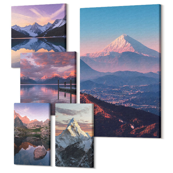 Tablouri canvas set 5 piese Peisaje montane cu priveliști ale piscurilor pitorești