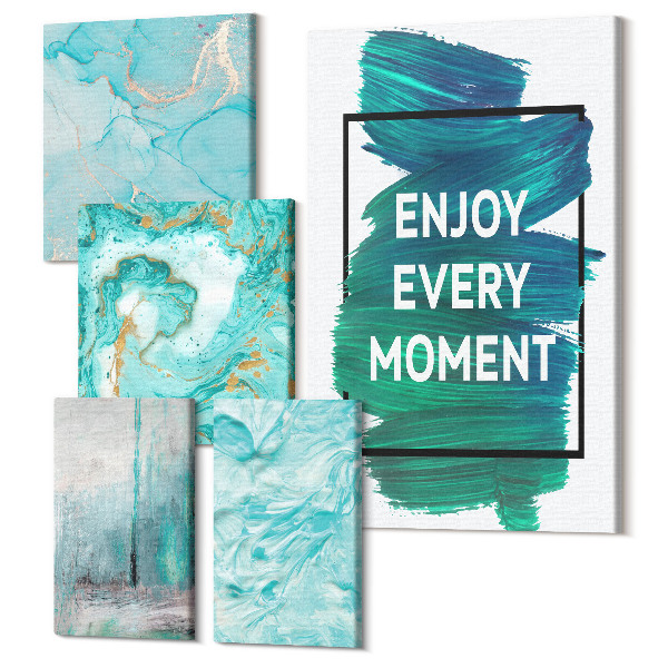 Set tablouri 5 piese Compoziții abstracte cu inscripții și modele inspiratoare