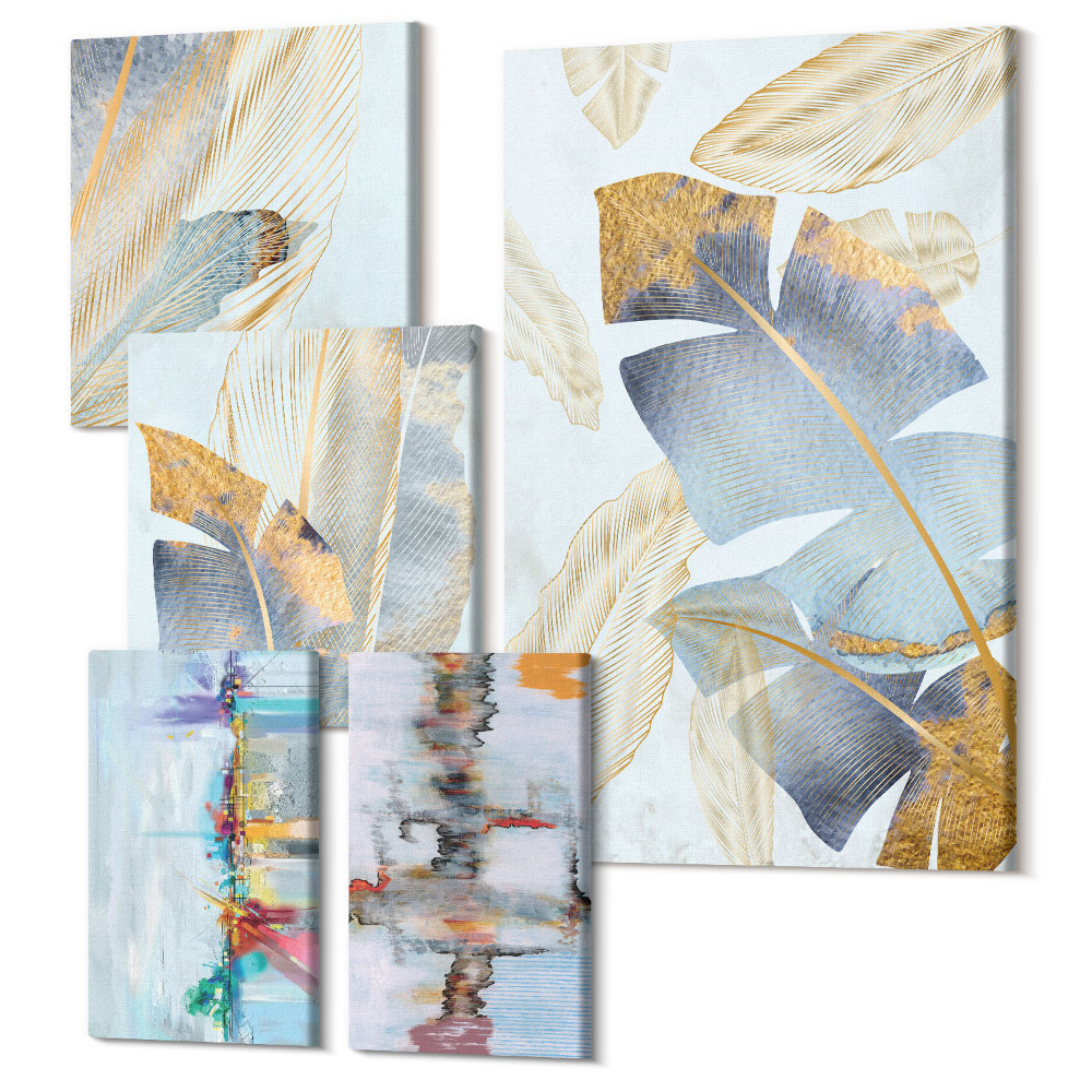 Tablouri canvas set 5 piese Motive vegetale cu accente artistice moderne