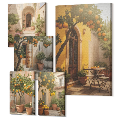 Tablou din 5 piese Străzi fermecătoare printre portocali