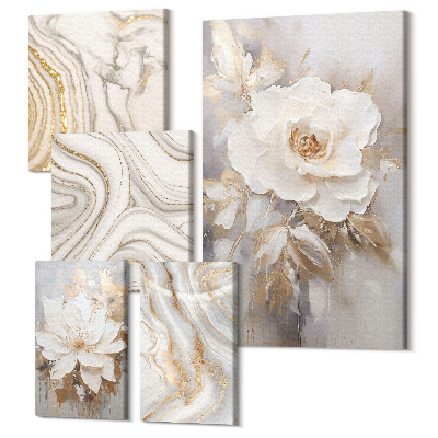 Set tablouri 5 piese Motive florale și modele abstracte într-un stil elegant