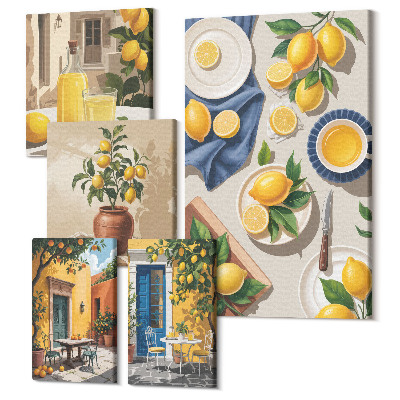 Tablou din 5 piese Inspirații de lămâie în stil mediteranean