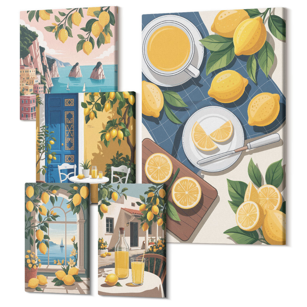 Tablou din 5 piese Motiv lamaie, prospetime si atmosfera de vara in stil boho