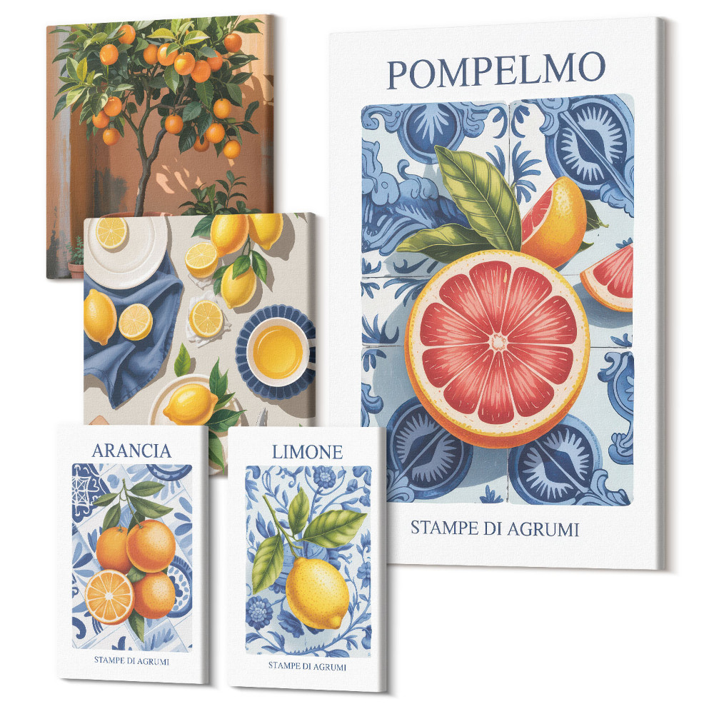 Set tablouri 5 piese Inspirații de citrice pentru decorațiuni vintage