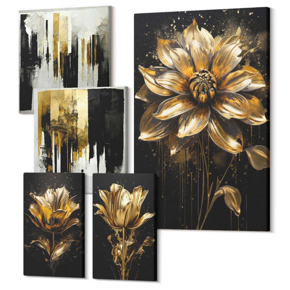 Tablouri canvas set 5 piese Motive florale într-un stil elegant, modern