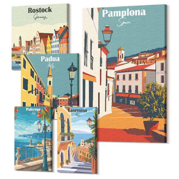 Tablou din 5 piese Orașe europene vederi pitorești și arhitectură