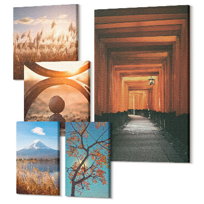 Tablou din 5 piese Peisaje liniștite din natură, cu motive zen și armonie