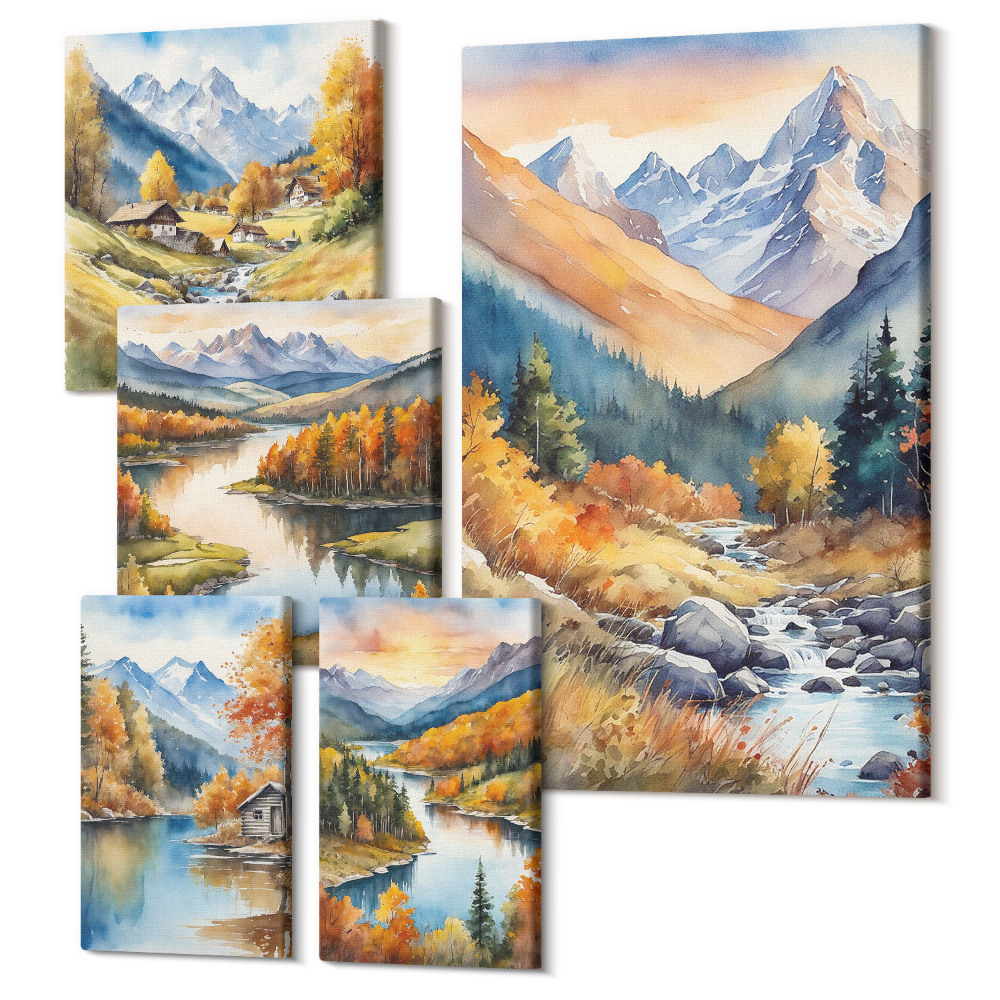 Tablou din 5 piese Peisaje montane în culorile toamnei ale naturii