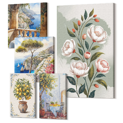 Tablou din 5 piese Motive florale și vederi ale peisajelor pitorești