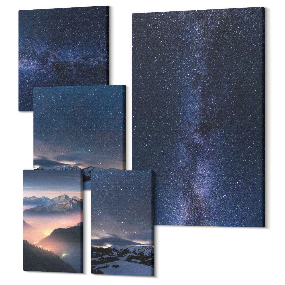 Tablouri canvas set 5 piese Peisaje cosmice ale cerului și stelelor nopții