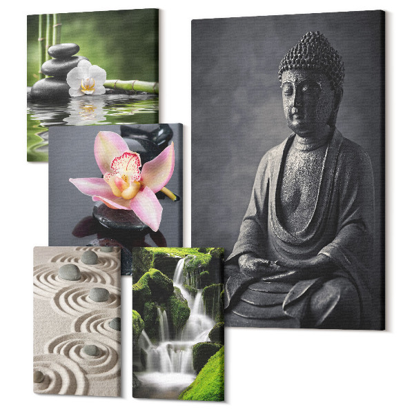 Tablou din 5 piese O atmosferă zen relaxantă cu elemente de natură și meditație