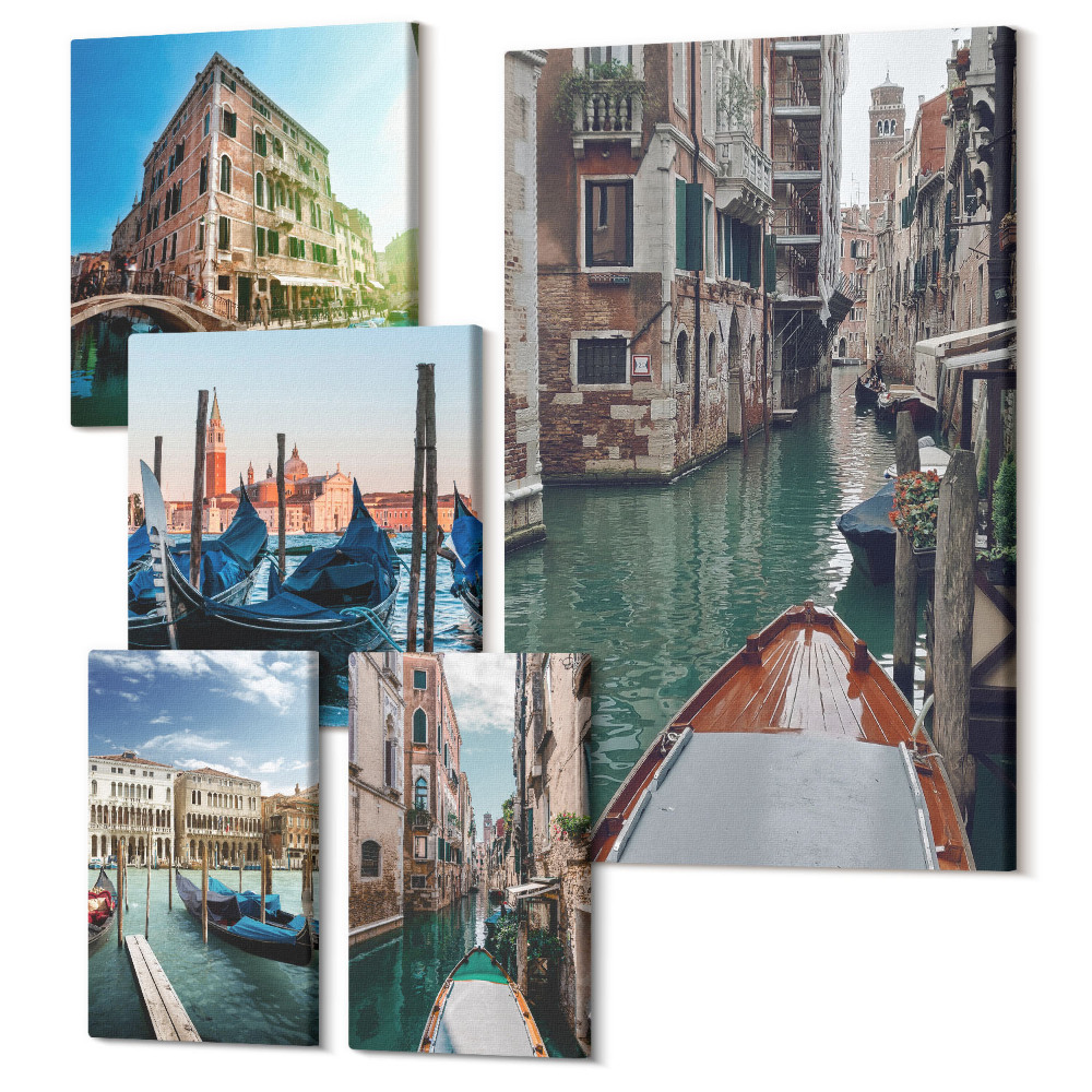 Tablou din 5 piese Canale venețiene și gondole fermecătoare în oraș