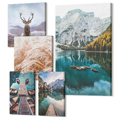 Tablouri canvas set 5 piese Peisaje montane și frumusețe naturală