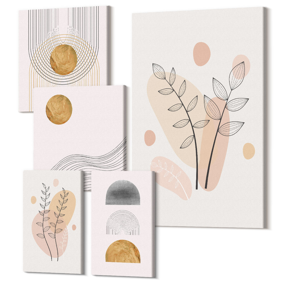 Set tablouri 5 piese Decoratiuni elegante intr-un design minimalist cu plante