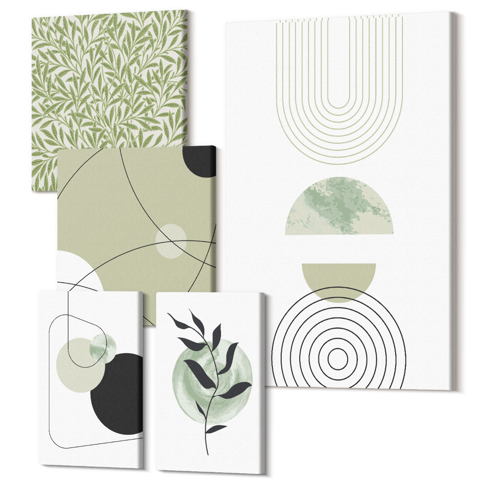 Tablou din 5 piese Compoziții abstracte cu motive și forme vegetale