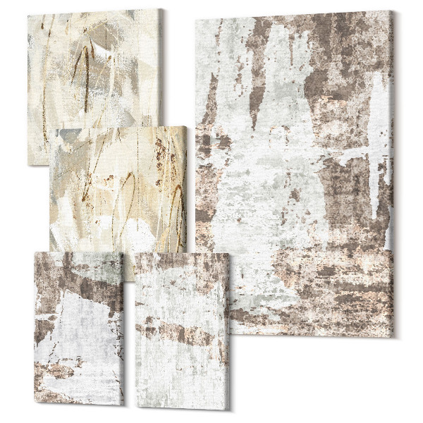 Tablouri canvas set 5 piese Compoziții abstracte în nuanțe neutre și naturale