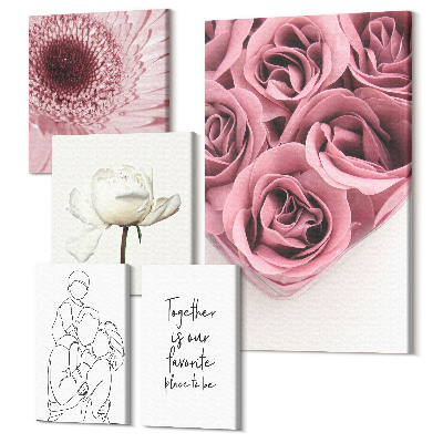 Set tablouri 5 piese Inspirații florale într-un stil boho romantic