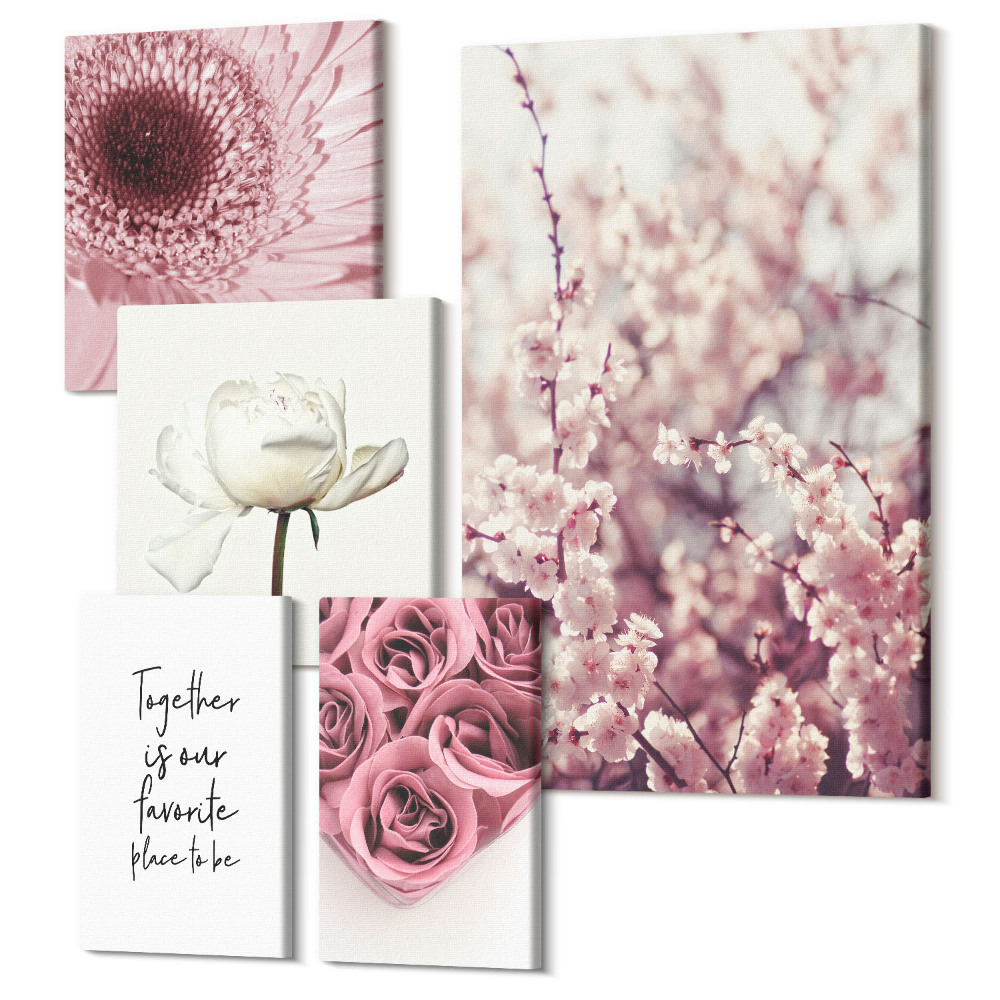 Tablouri canvas set 5 piese Inspirări florale accente romantice pentru interioare