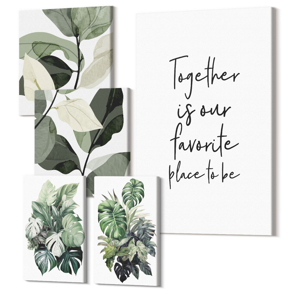 Tablou din 5 piese Plantează inspirații într-un stil modern și minimalist