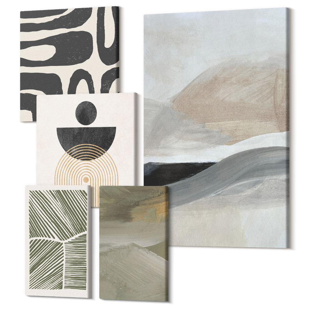 Tablou din 5 piese Modele și forme abstracte în culori discrete