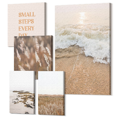 Tablou din 5 piese Peisaje de pe litoral cu citate inspirate despre viață