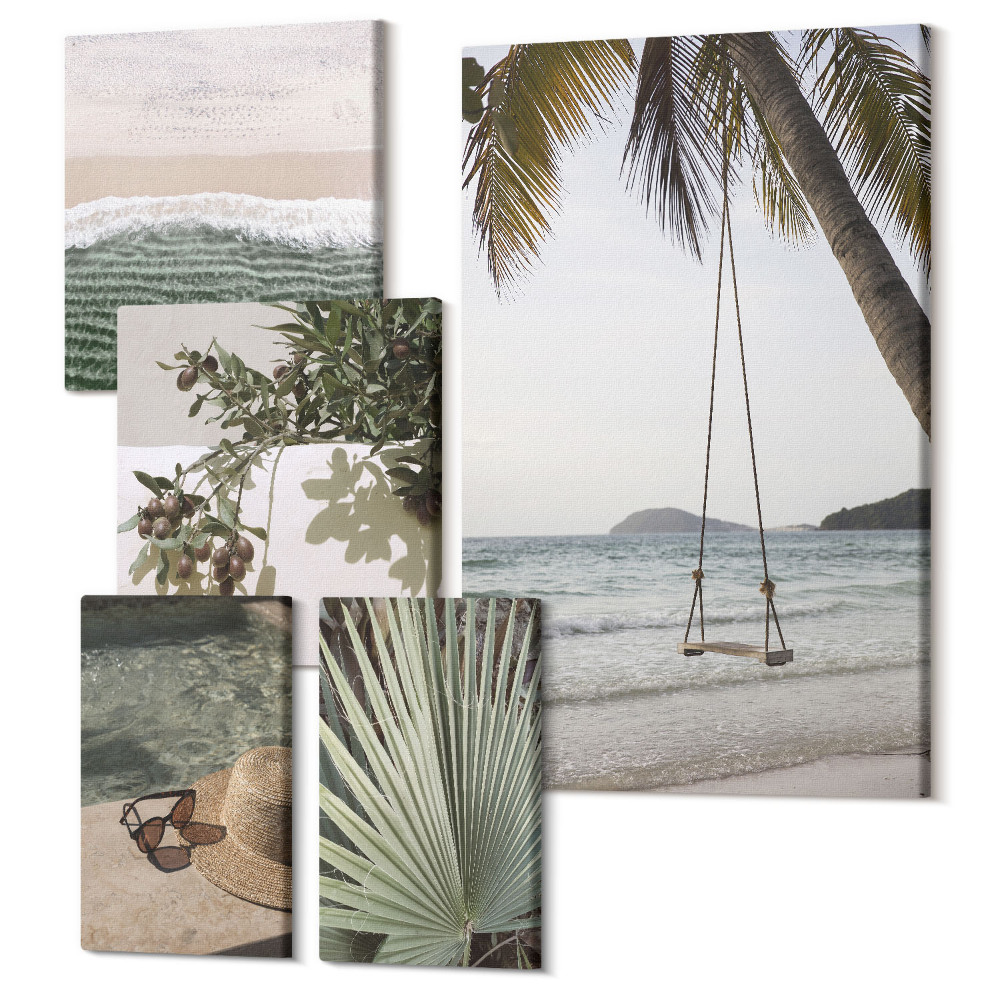 Set tablouri 5 piese Plaje tropicale, relaxare si natura in armonie