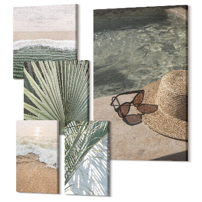 Tablou din 5 piese Teme elegante de vacanță pentru relaxare la apă