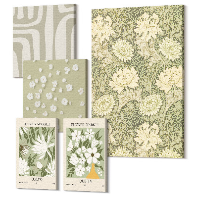 Tablou din 5 piese Motive vegetale în stil boho cu accente florale