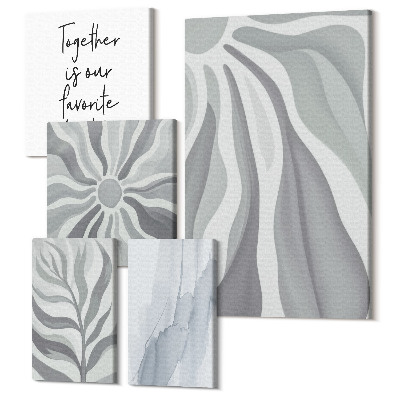 Tablouri canvas set 5 piese Modele abstracte în nuanțe de gri și alb